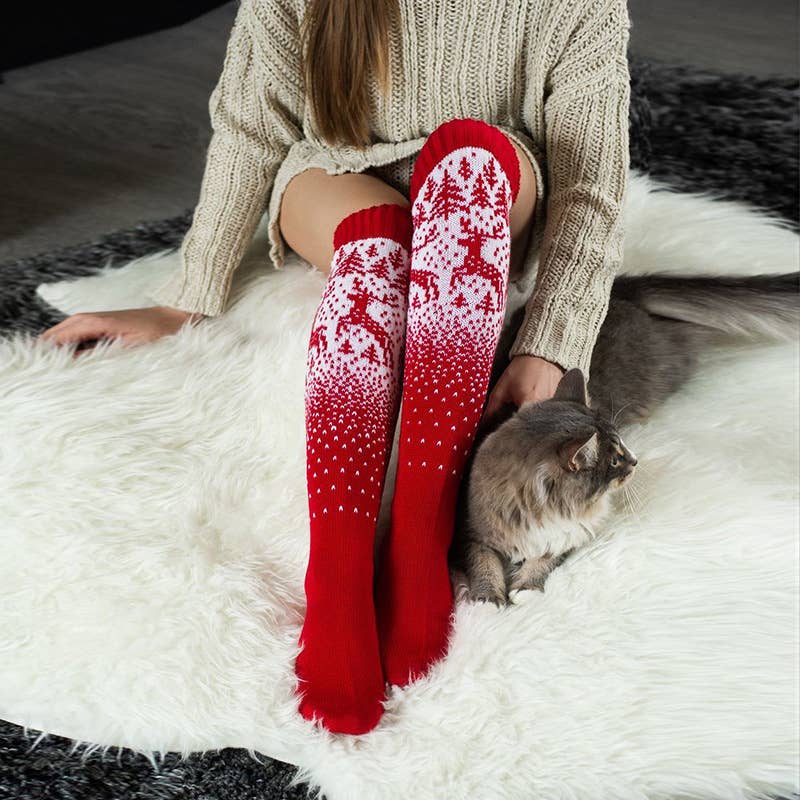 CHRISTMAS STYLE LONG KNEE HIGH SOCKS_CWMS0852