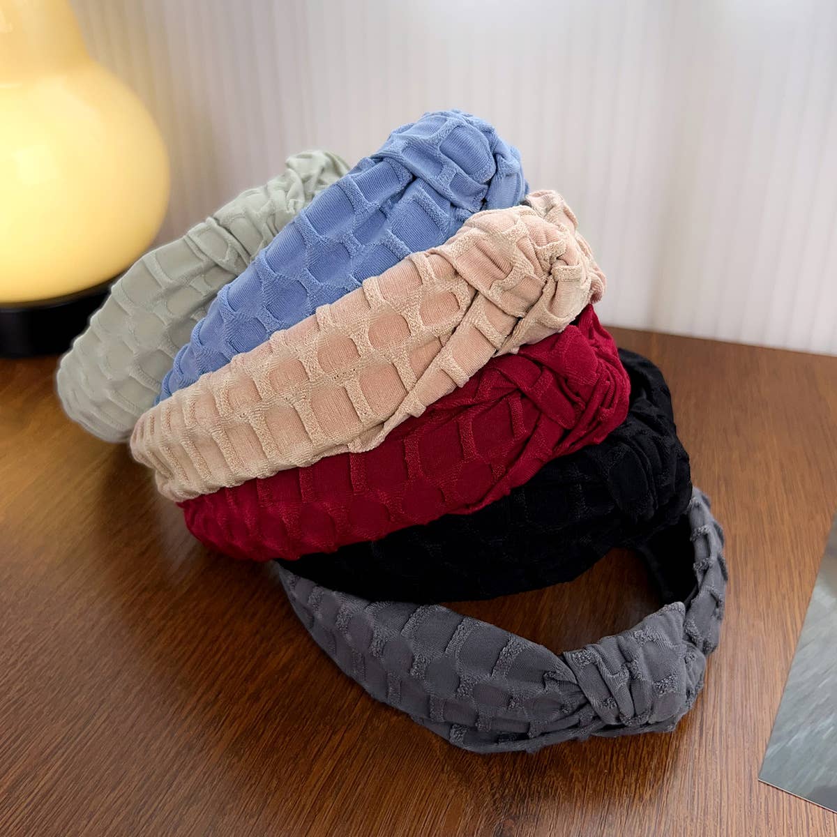 Solid Cross-Knotted Wide-Edge Pressed Hair Band