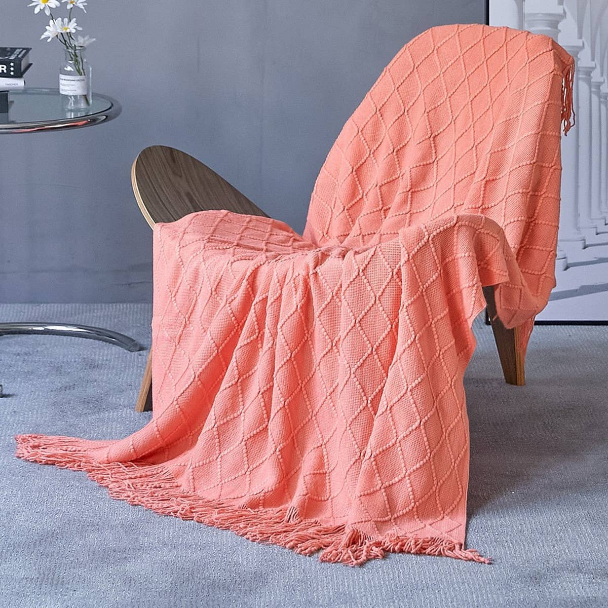 SOLID COLOR DIAMOND KNITTED SOFA BLANKET_CWMM0420