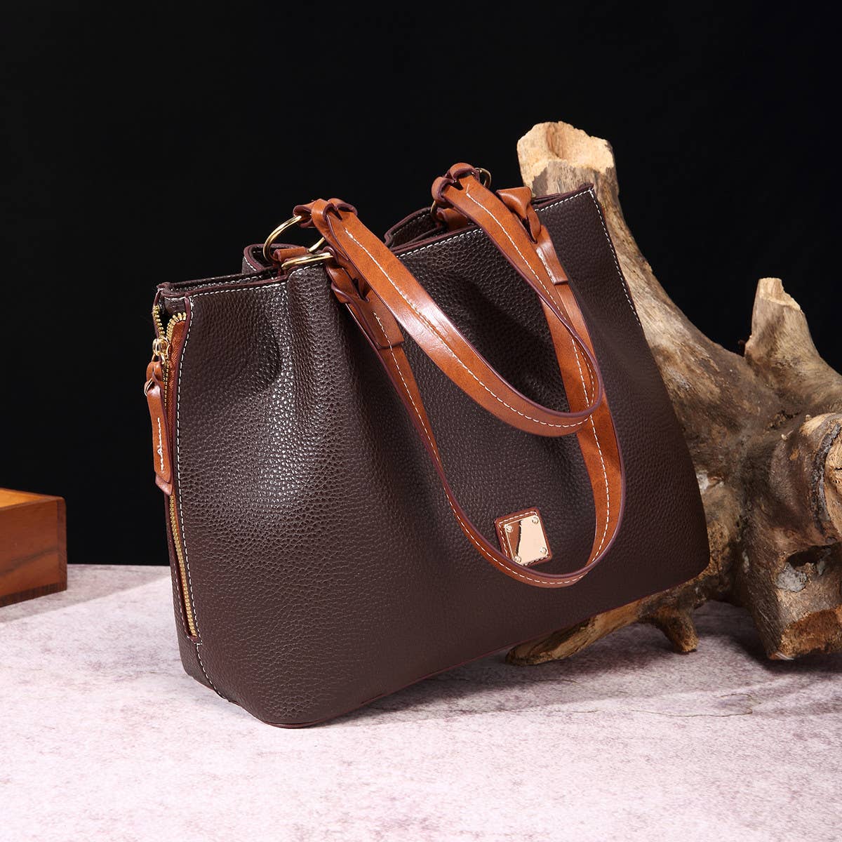 RETRO PEBBLE LITCHI GRAIN TEXTURE SHOULDER BAG_CWAB0926