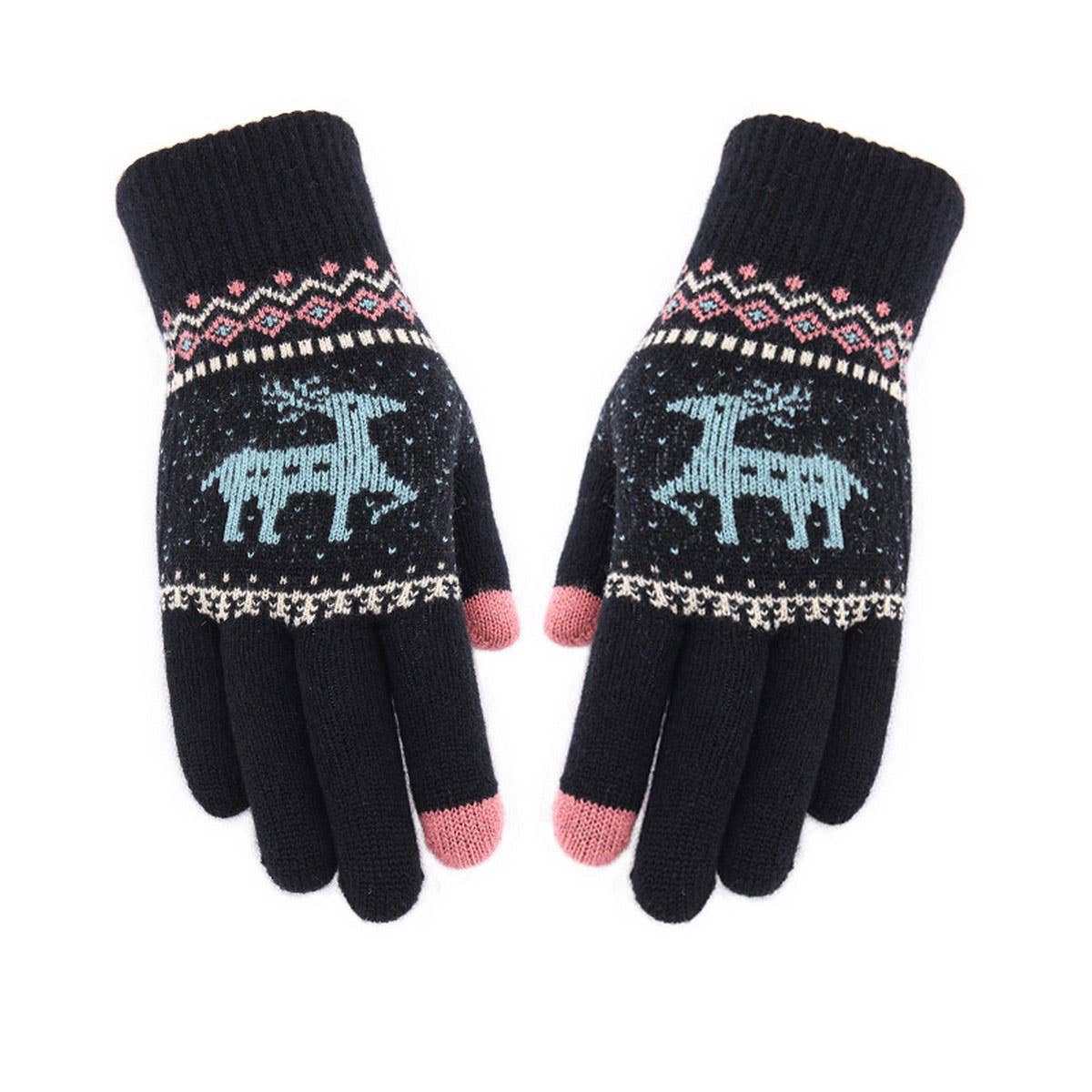NEW JACQUARD DOUBLE LAYER DEER TOUCH SCREEN GLOVES_CWAG0239