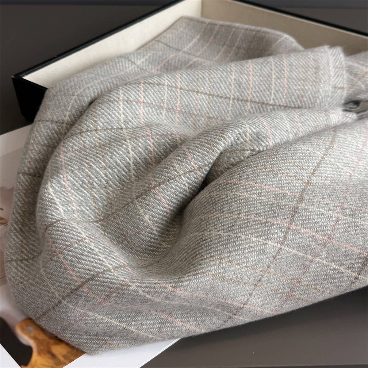 Chic Plaid Tassel Scarf Soft Cashmere Feel Wrap_ Cwasc03271