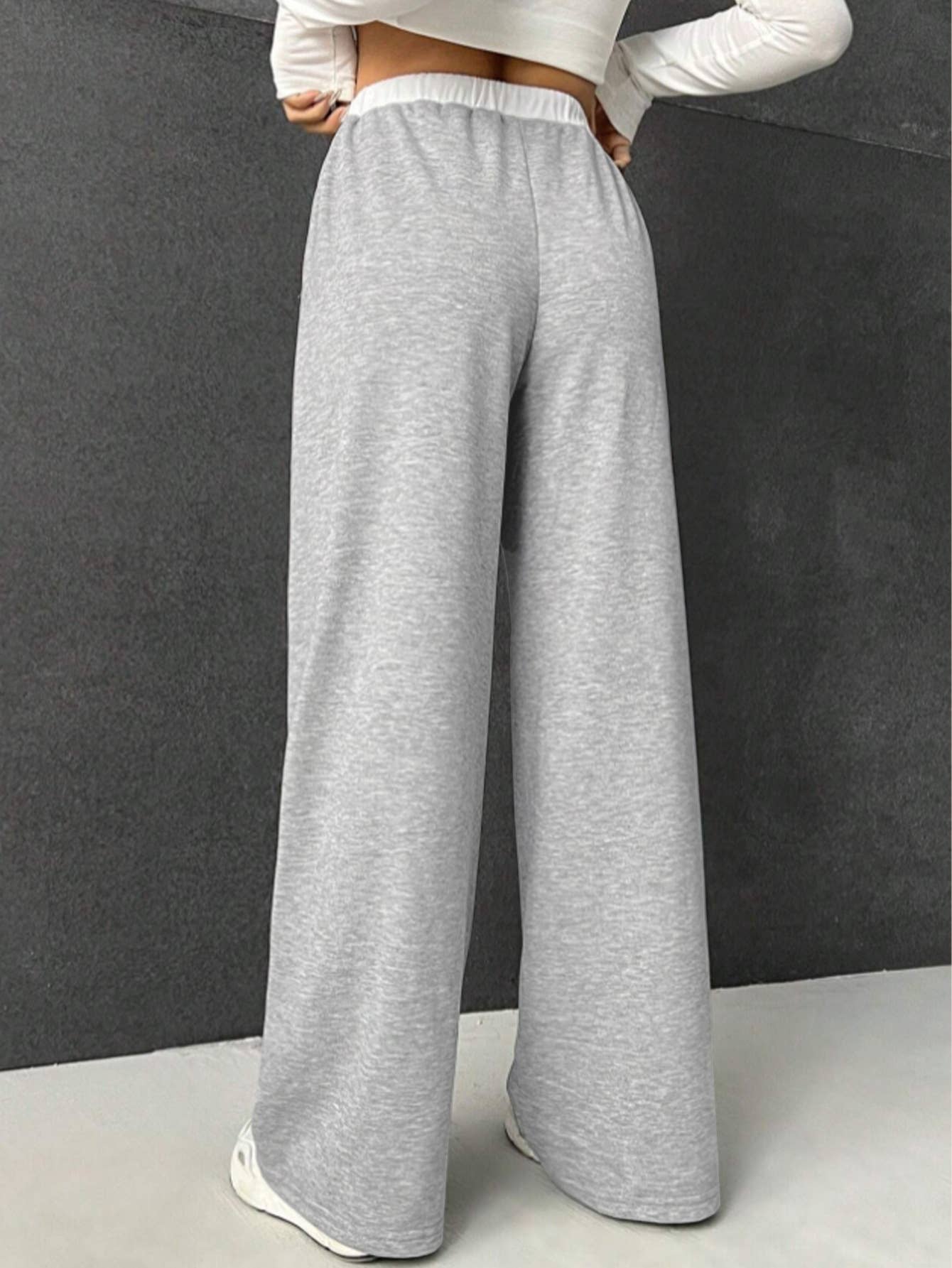 Straight Drum Draw Rope Color Contrast Slacks