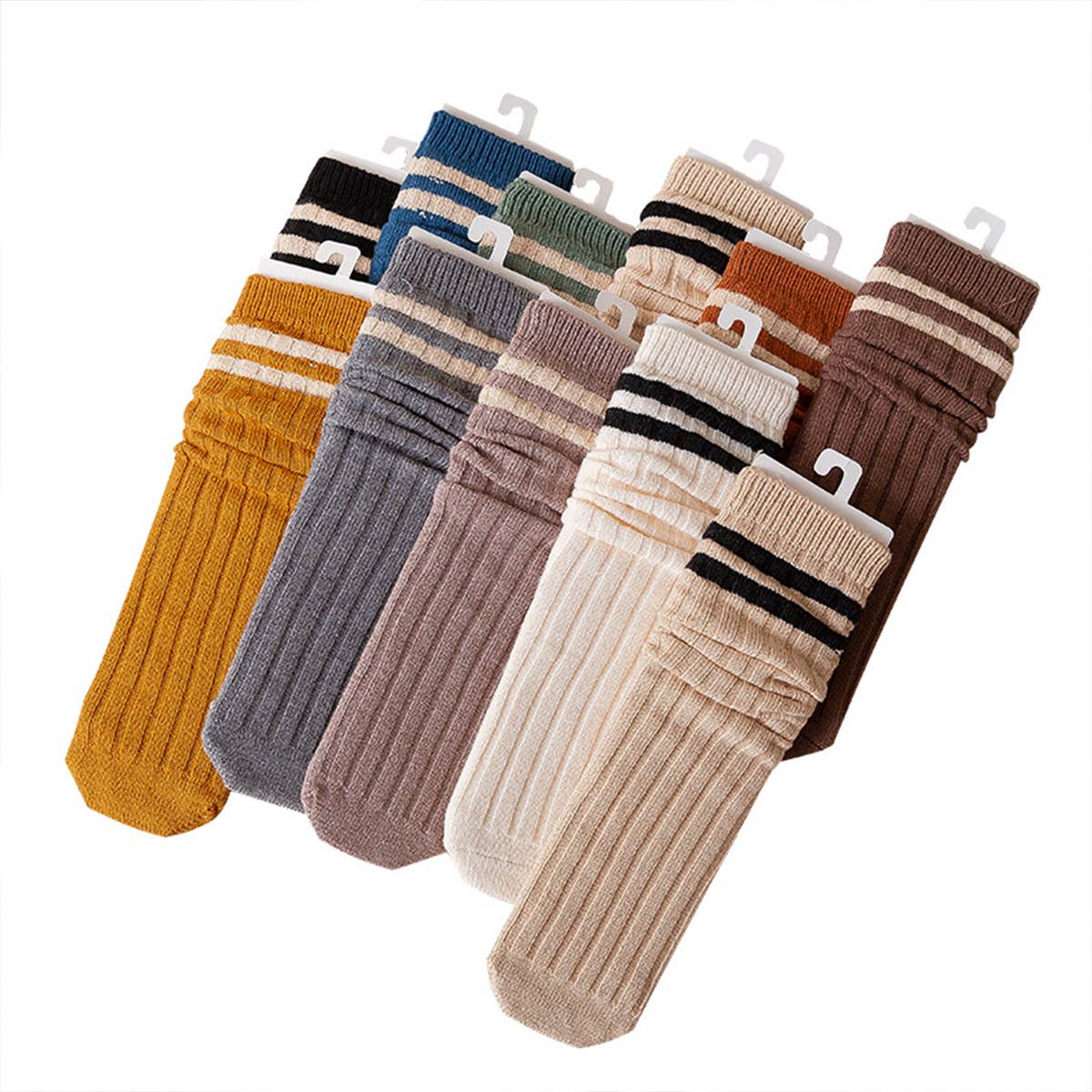 AUTUMN AND WINTER TWO BAR STACKED SOCKS_CWMS0998