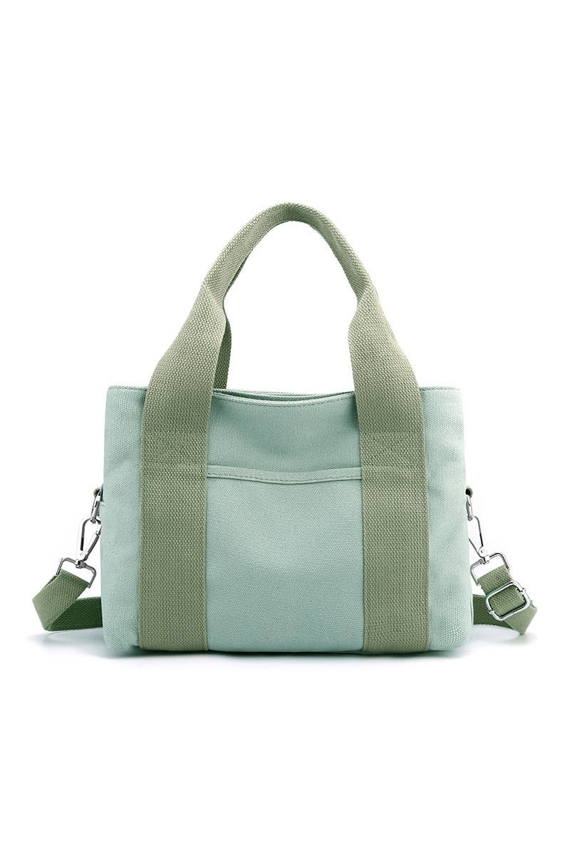 SIMPLE SQUARE HANDLE CANVAS CROSS BODY BAG_CUAB0105