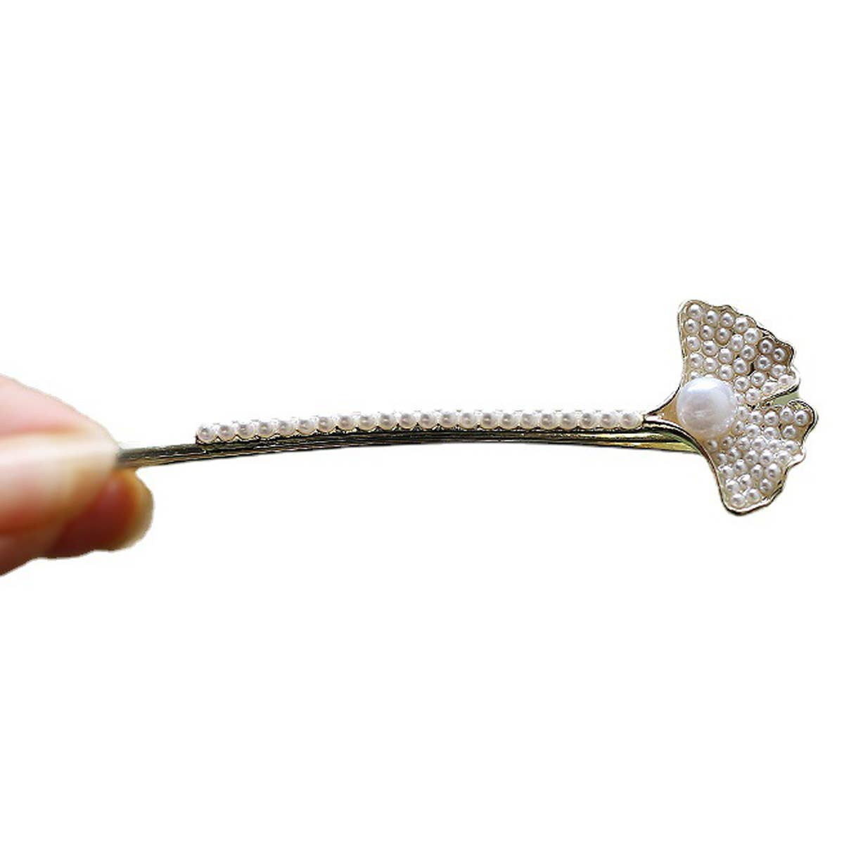 Vintage Pearl Leaf Hair Clip Elegant Side Pin_Cwaha1224