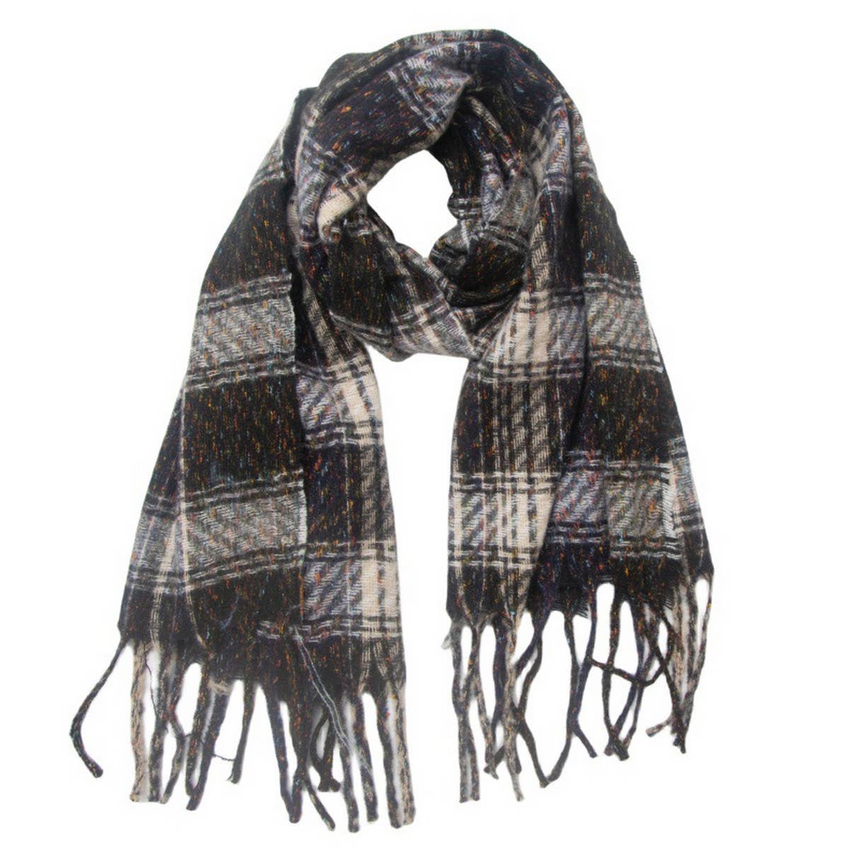 MIXED PLAID FRINGE SCARF UNISEX WINTER SHAWL_CWASC1282