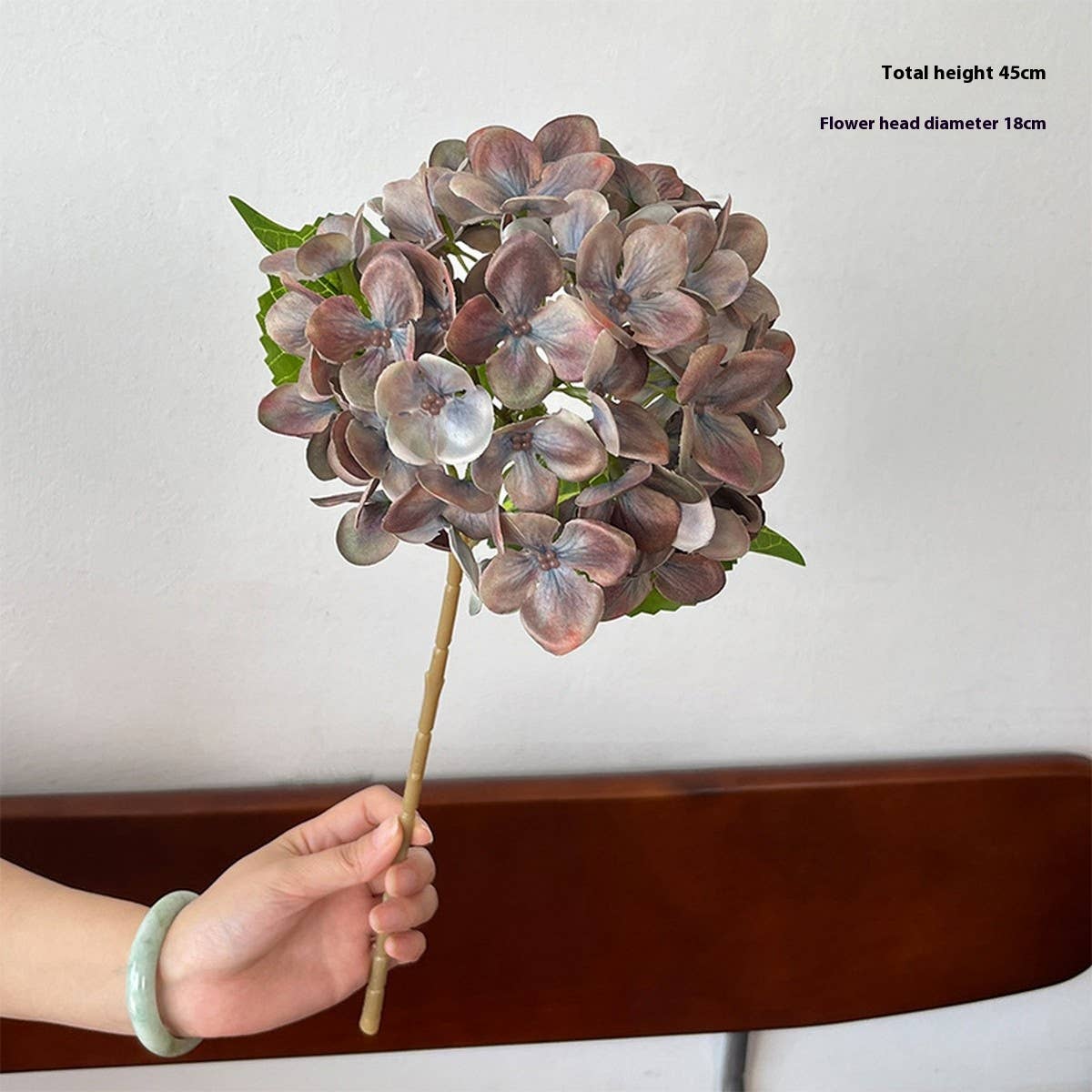 3D PRINTED AUTUMN HYDRANGEA STEM WITH 2 LEAVES_CWMM6517
