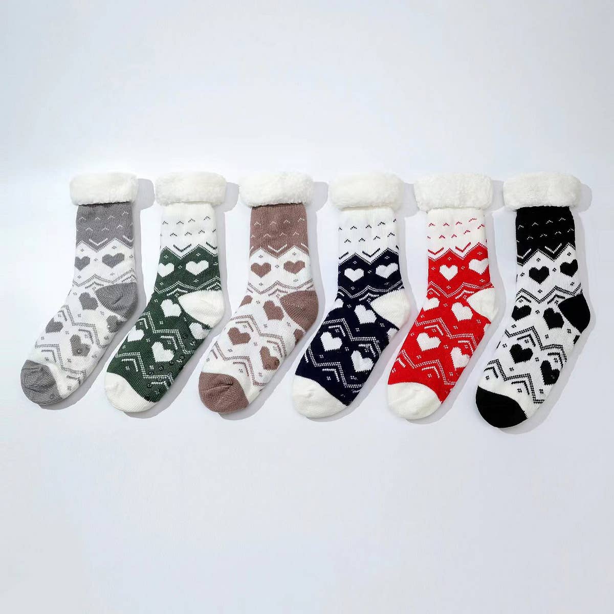 LOVE HEART FLOOR SOCKS FUZZY INDOOR SLIPPER SHOES_CWMS0726