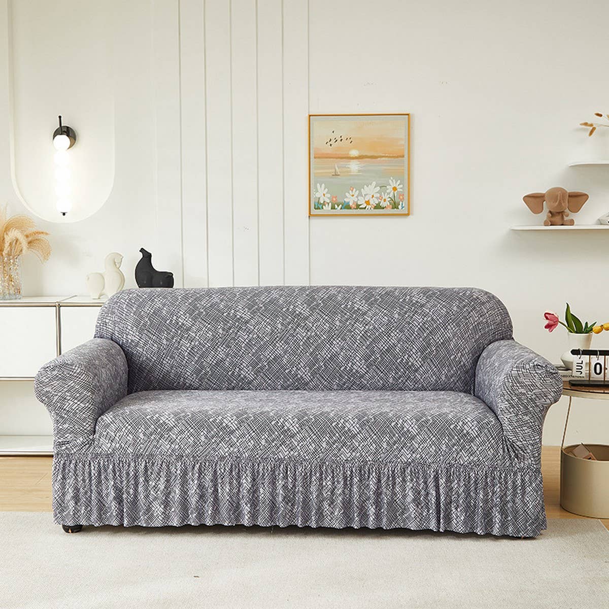 FLORAL SKIRTED SOFA COVER STRETCH FULL FIT_CWMM8323