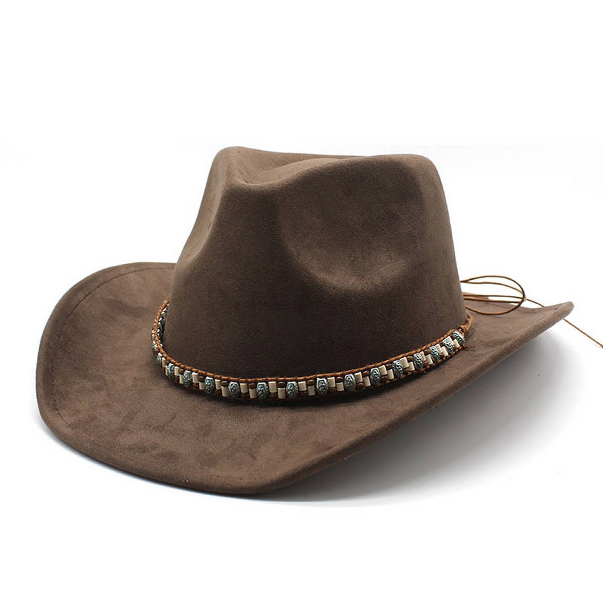 FELT SUEDE LIKE BEADED COWBOY FEDORA UNISEX HAT_CWAH0822