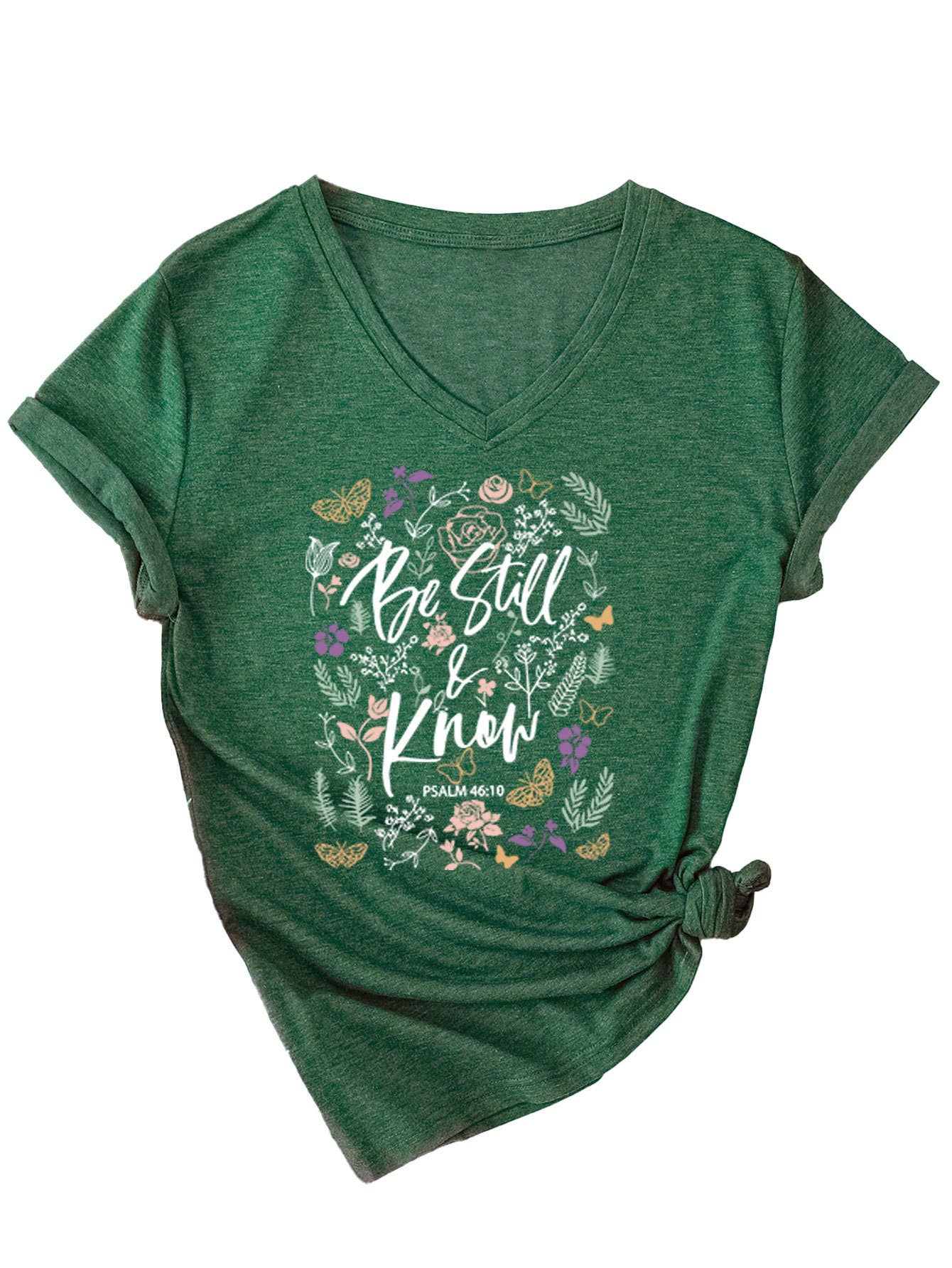 V-Neck Be Still Know Short-Sleeved T-Shirt