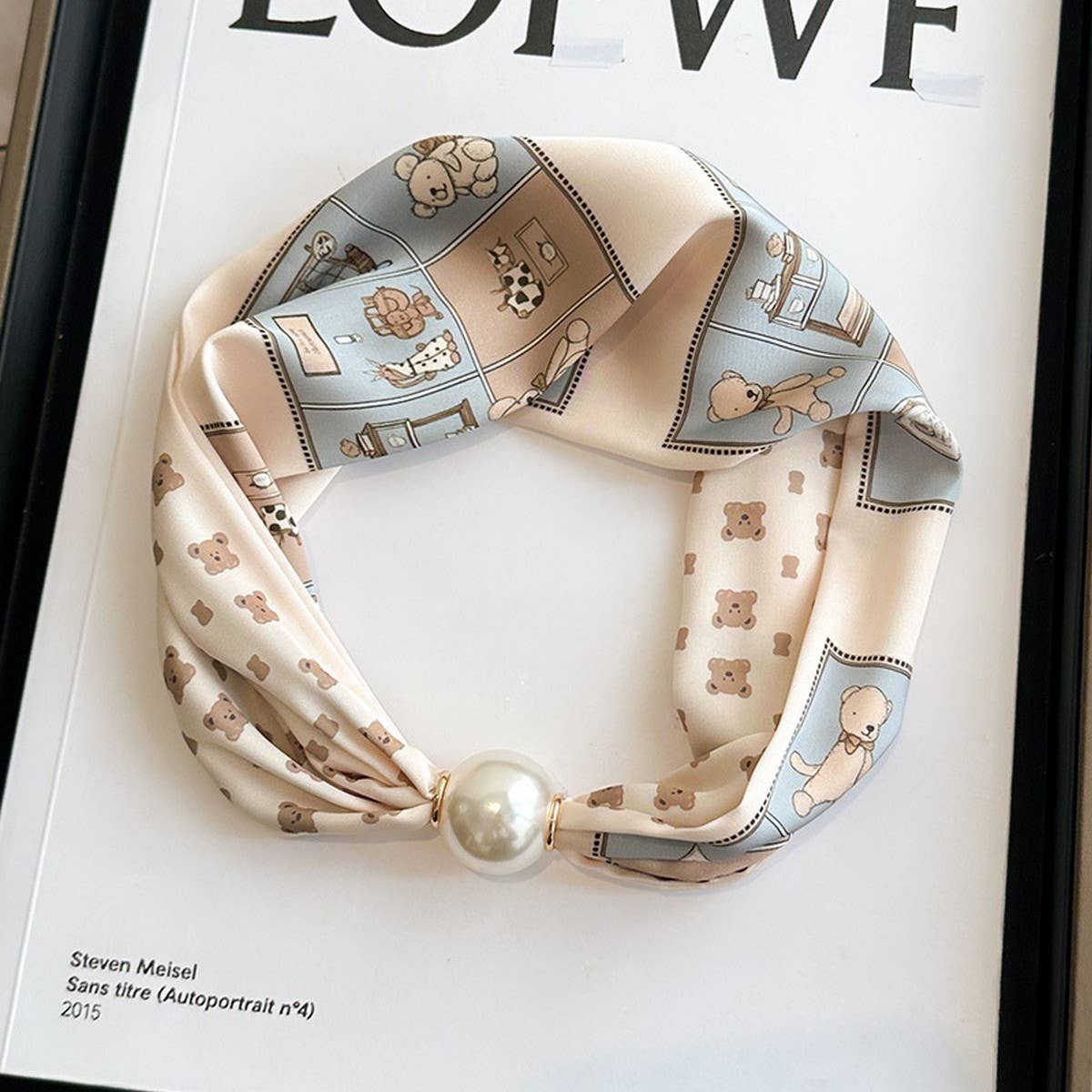 Pearl Magnetic Skinny Silk Neck Scarf_Cwasc03931