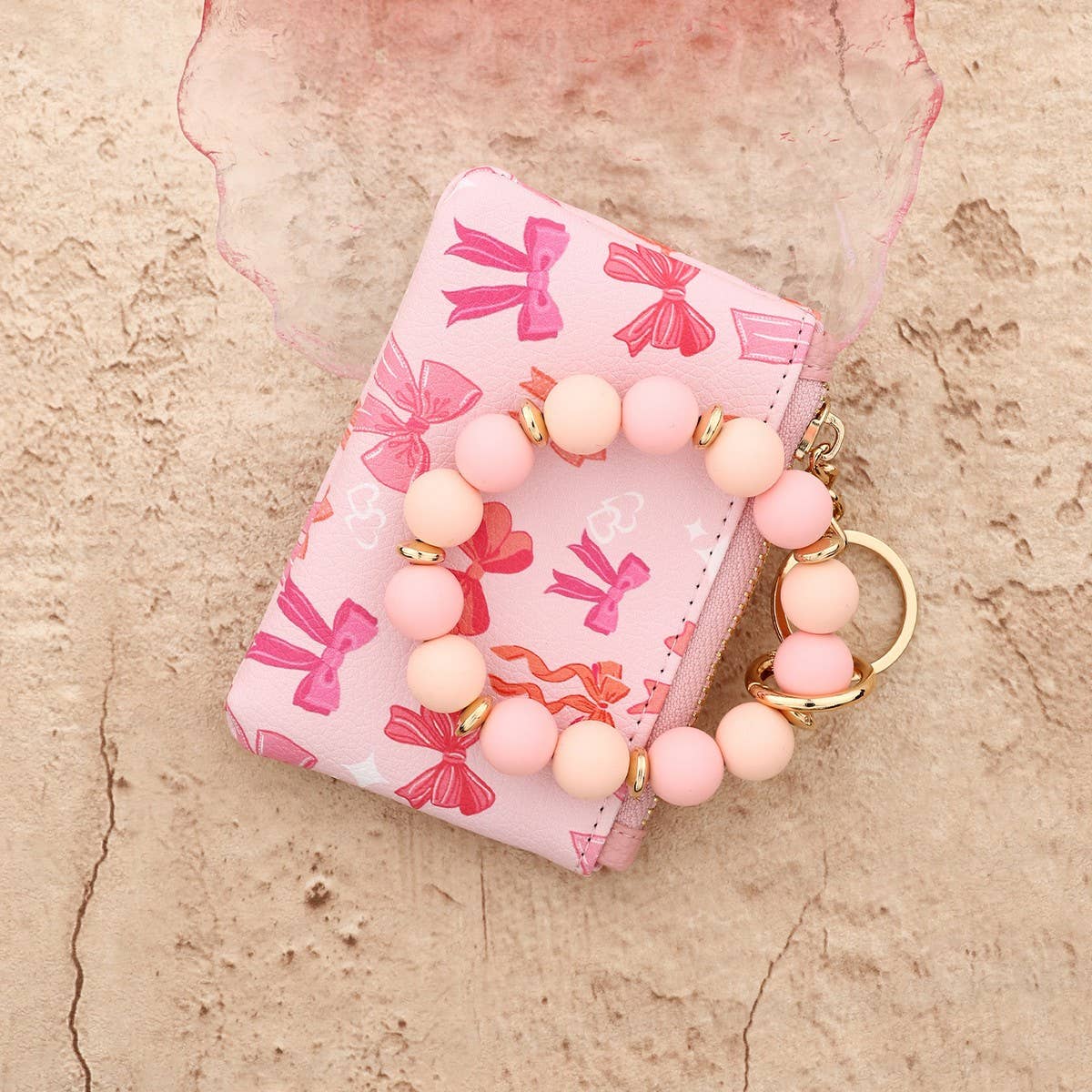 LEATHER CARD COIN PURSE WRISTLET KEYCHAIN BAG_CUAB00435