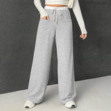 Straight Drum Draw Rope Color Contrast Slacks