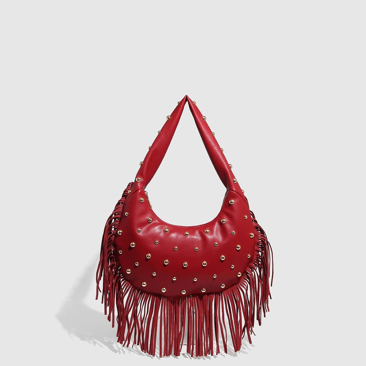 PUNK STUDDED FRINGE SHOULDER BAG FOR WOMEN_CWAB5681