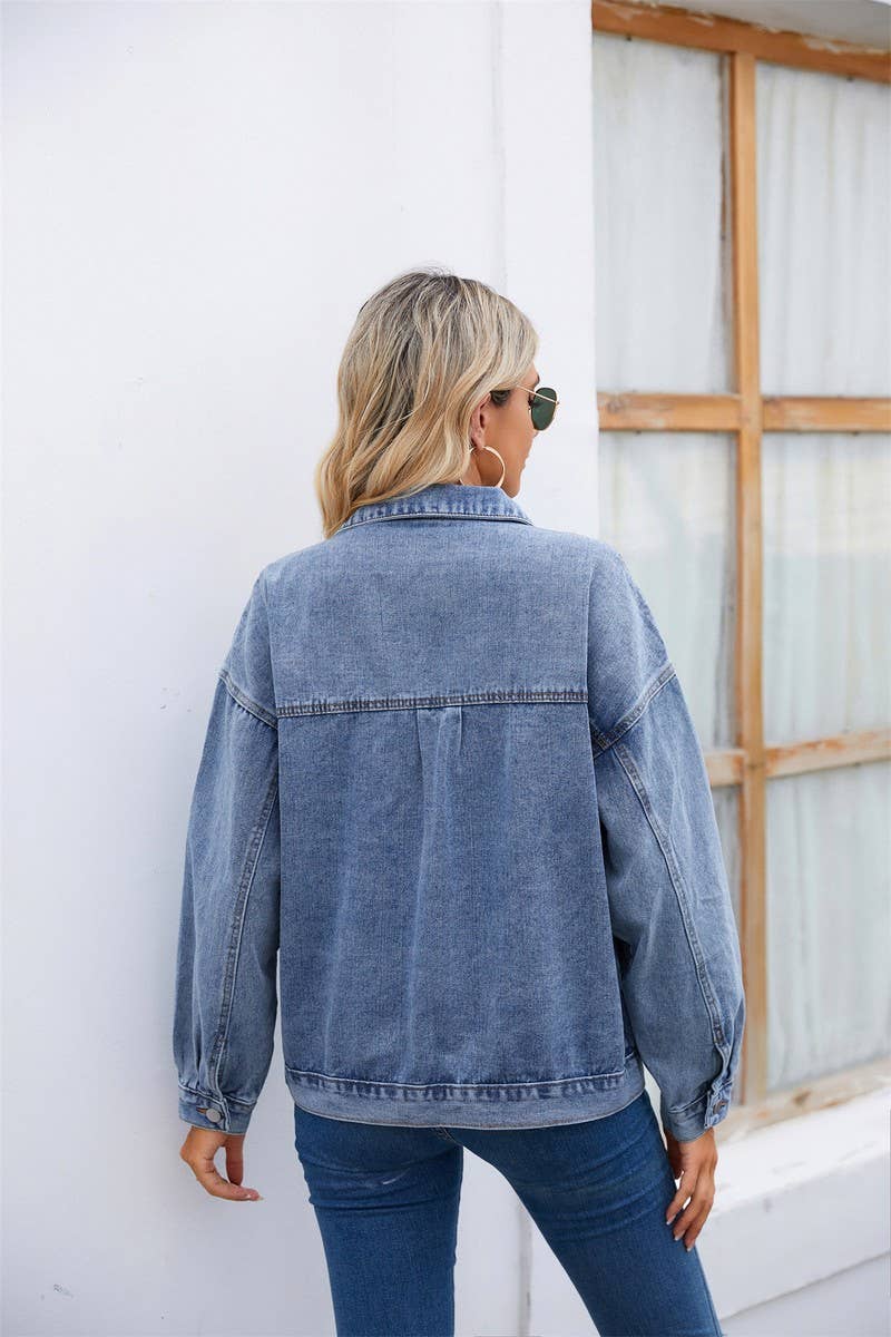 Vintage Wash Denim Long Sleeved Jacket_Cwjj0094