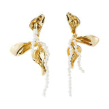 LRREGULAR PETAL PEARL GEOMETRIC EARRINGS_CWAJE5119