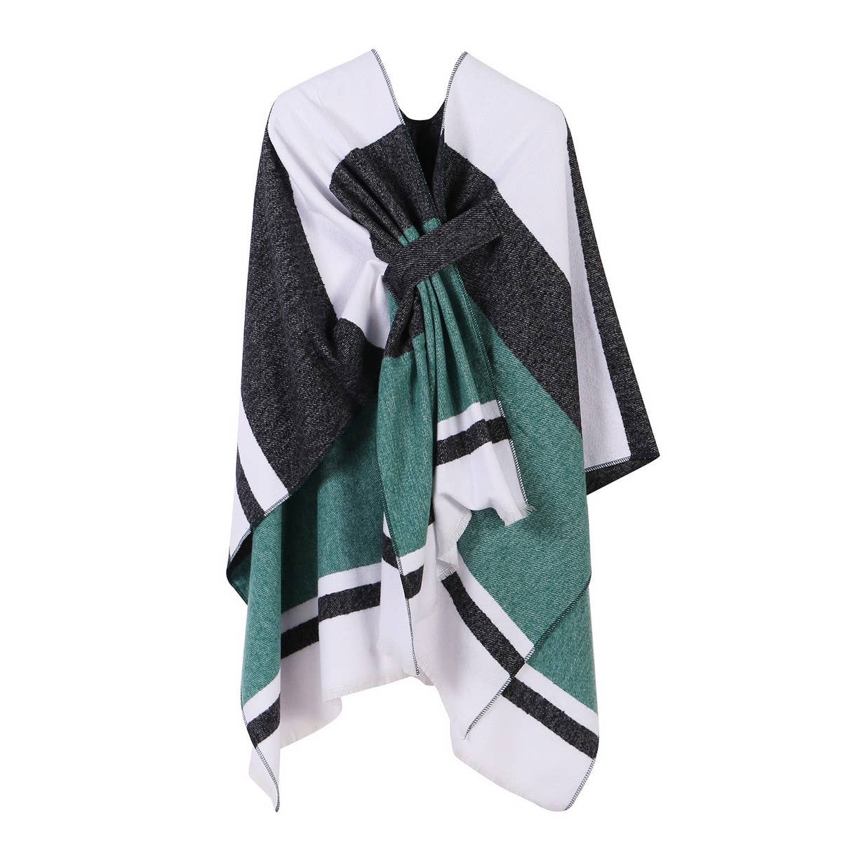 COLORBLOCKED AND BARRED CAPE WITH OUTER CAPE_CWASC2165