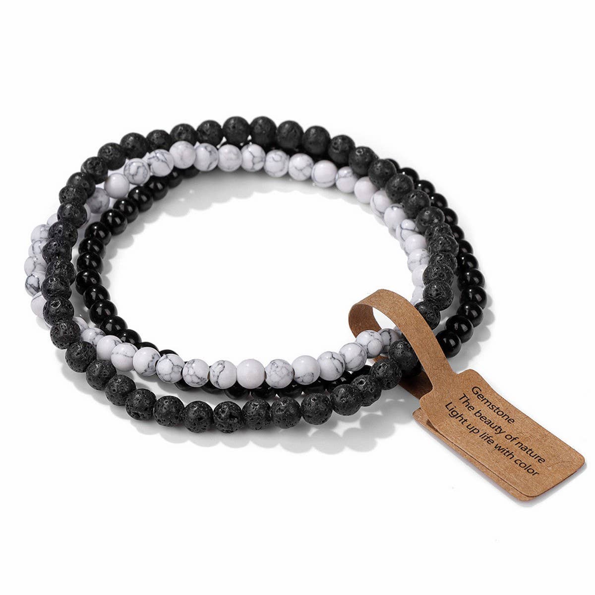 Cwaje4295_Natural Stone Beads Vintage Bracelet
