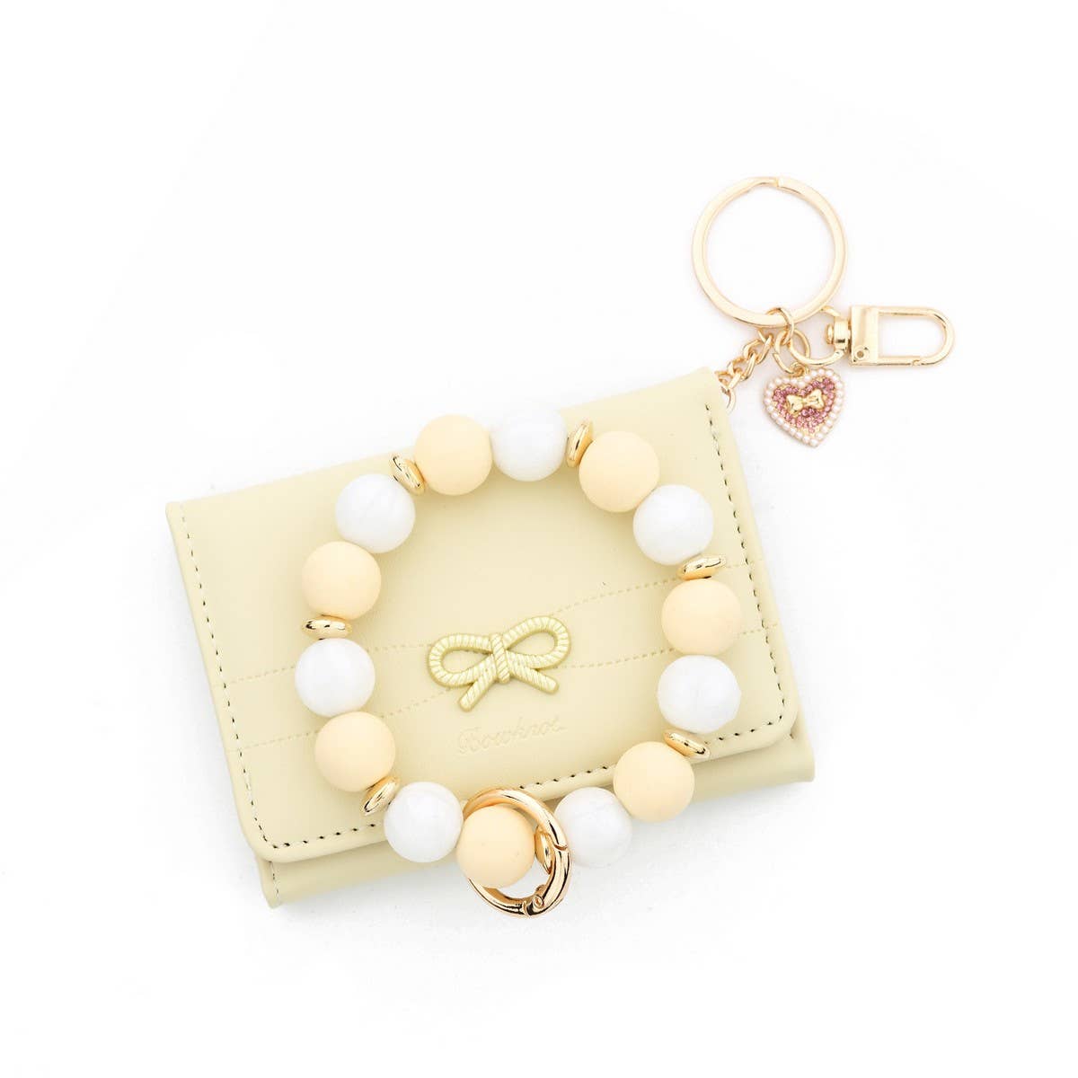 BUTTERFLY CARD WALLET WITH HEART BEAD KEYCHAIN_CWAB4969