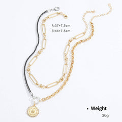 Womens Stacking Necklace Snake Cross Pendant