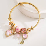 ALLOY COUPLE BRACELET WITH HEART KEY BEADS_CWMM8581