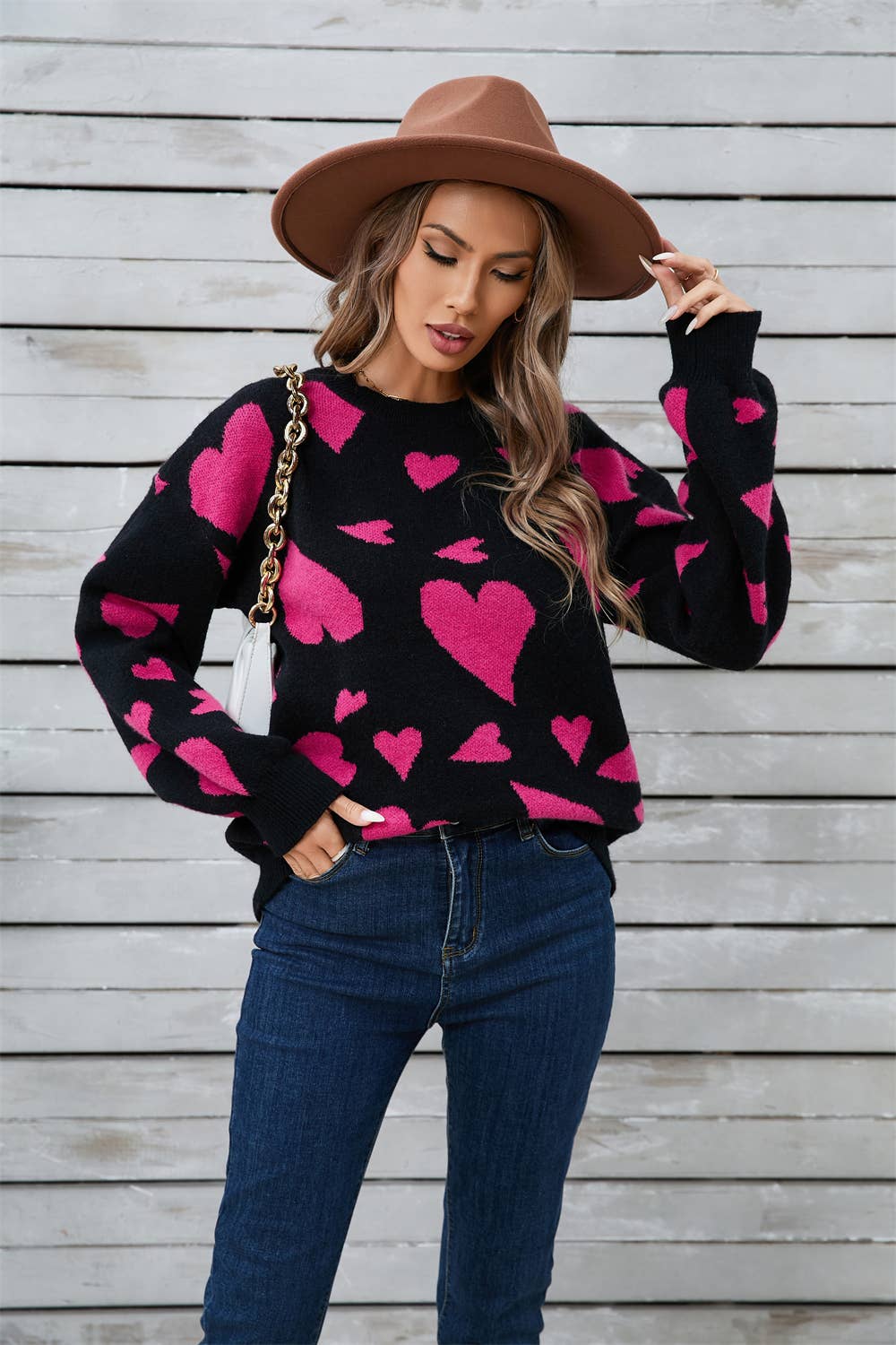 Valentines Day Matching Heart Jacquard Sweater