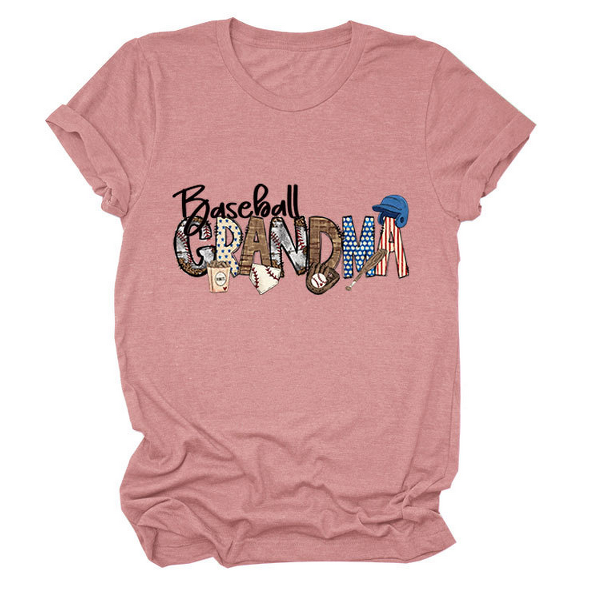 CASUAL CREW NECK TEE BASEBALL GRANDMA SHIRT_CWTTSL0496