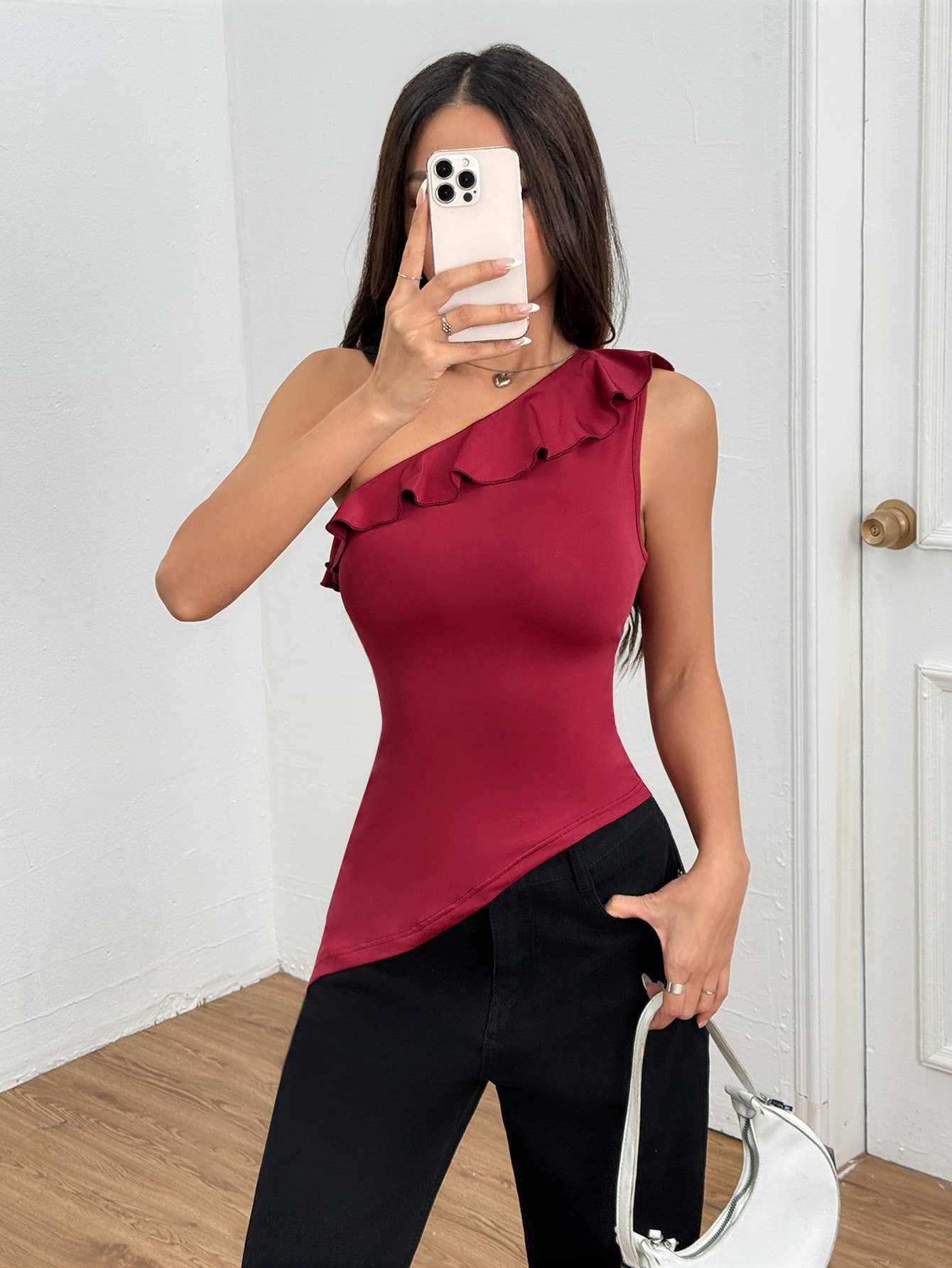 Womens Sexy One-Shoulder Strap Tank Top