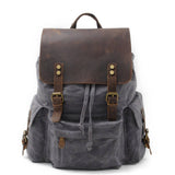 STREET STYLE WAXED CANVAS LEATHER BACKPACK_CWAB5538