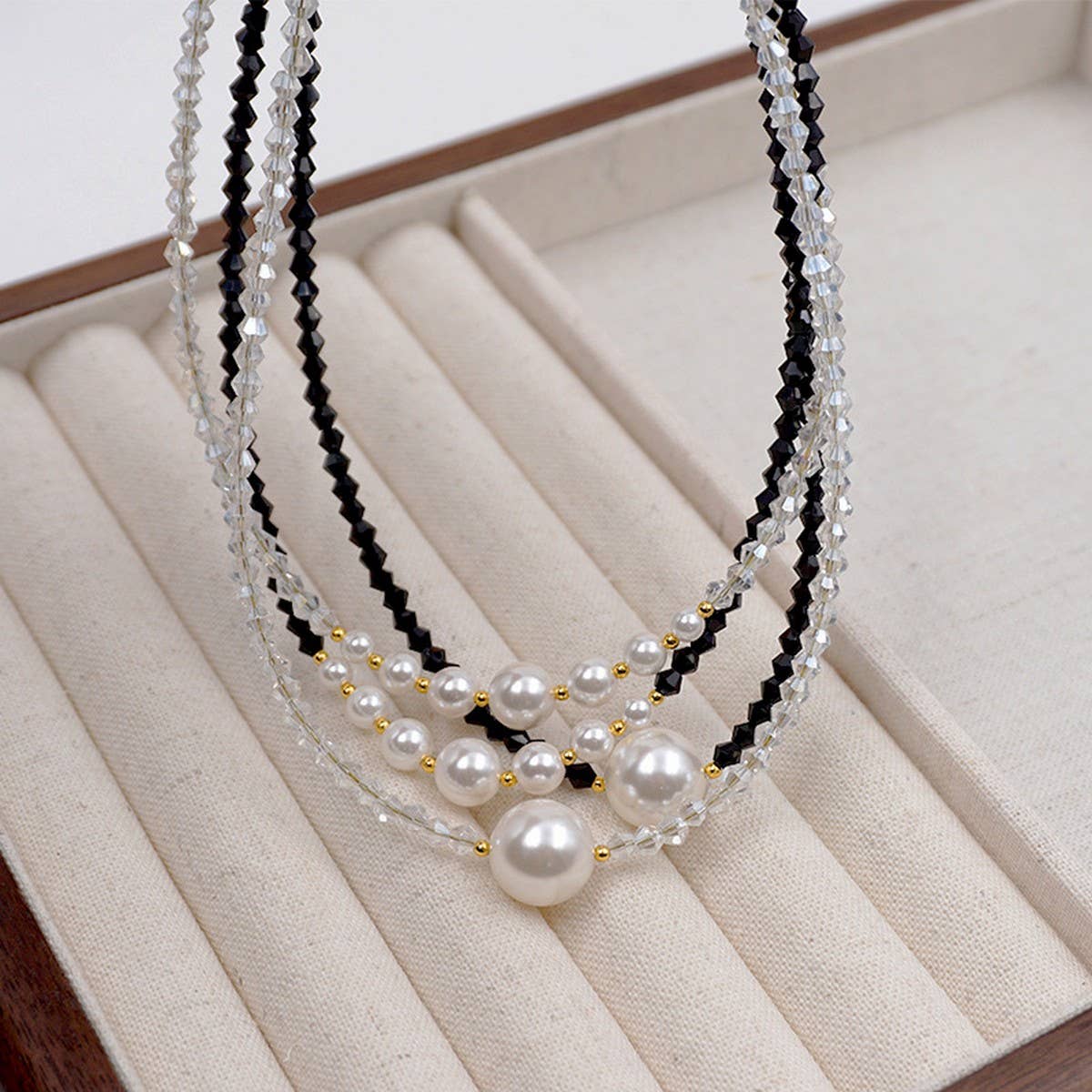 RETRO CRYSTAL PEARL NECKLACE BRACELETCE _CWAJE1665
