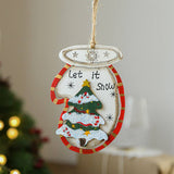 RUSTIC WOOD SANTA SNOWMAN XMAS TREE ORNAMENTS_CWMM9670