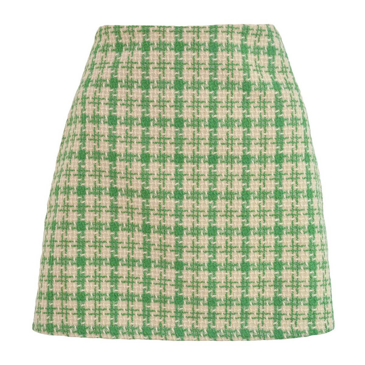 RETRO CHECKERED A LINE SHORT WOOLEN SKIRT_CWBSS0393