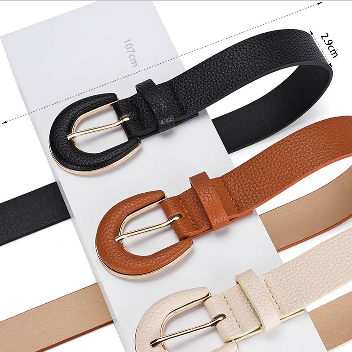 SIMPLE LYCHEE PRINT EMBELLISHED JEANS BELT_CWASC0574