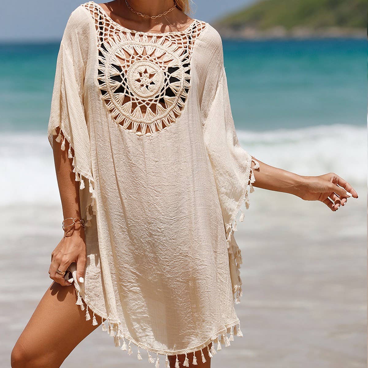 SOLID COLOR STITCHING SEXY BEACH SWIMSUIT COVER UP_CWMW0667