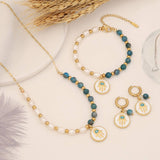 NATURAL GEMSTONE PEARL NECKLACE BRACELET EARRINGS_CWAJE0633