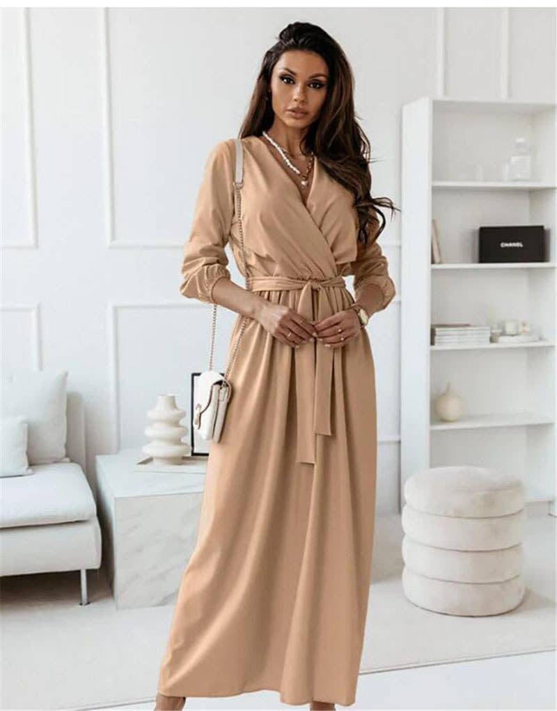 Temperament Waist Slim Skirt Long Sleeve Dress