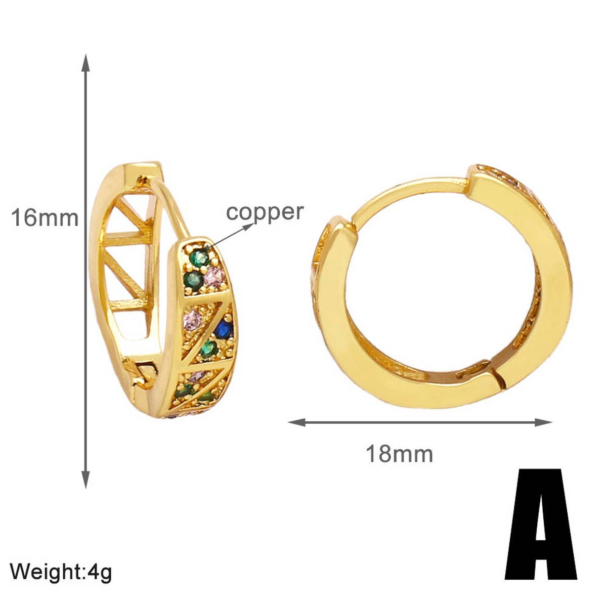 COLORED ZIRCON GOLD PLATED FLOWER EARRINGS_CWAJE0982