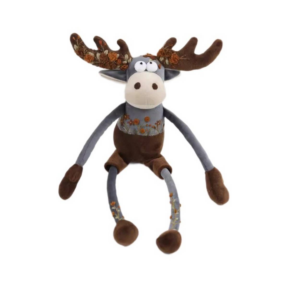 EMBROIDERED VINE FLOWER DEER PLUSH DOLL TOY_CWMM6049
