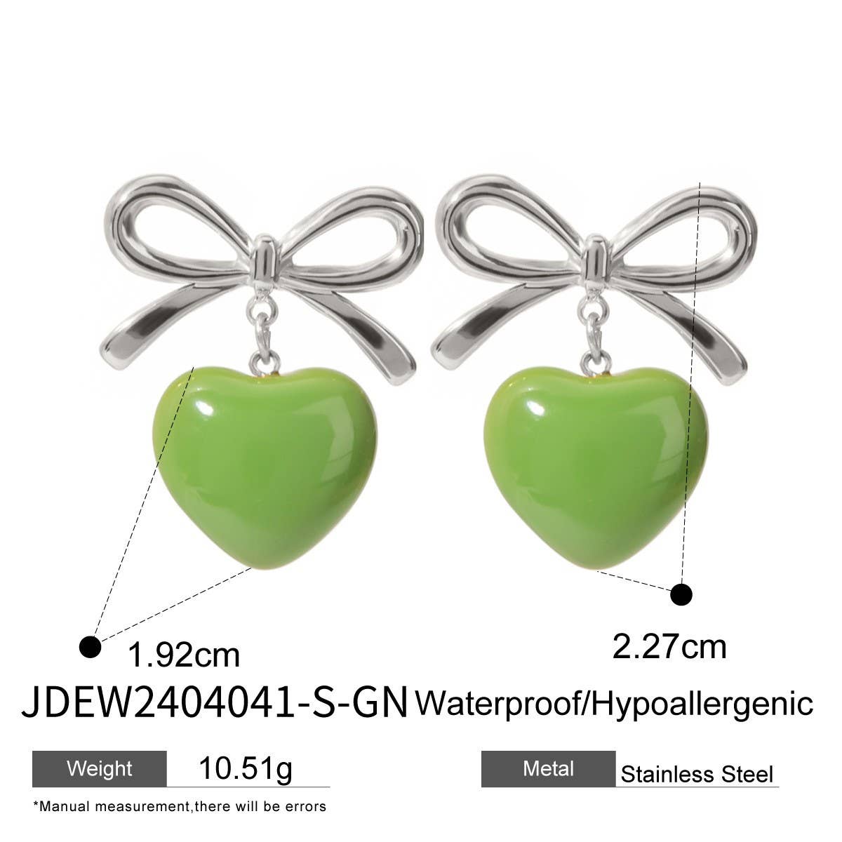18K GOLD STAINLESS STEEL BOW HEART EARRINGS_CWASC1685