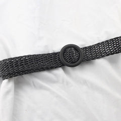 Cwabe0565_Simple Round Buckle Braided Belt