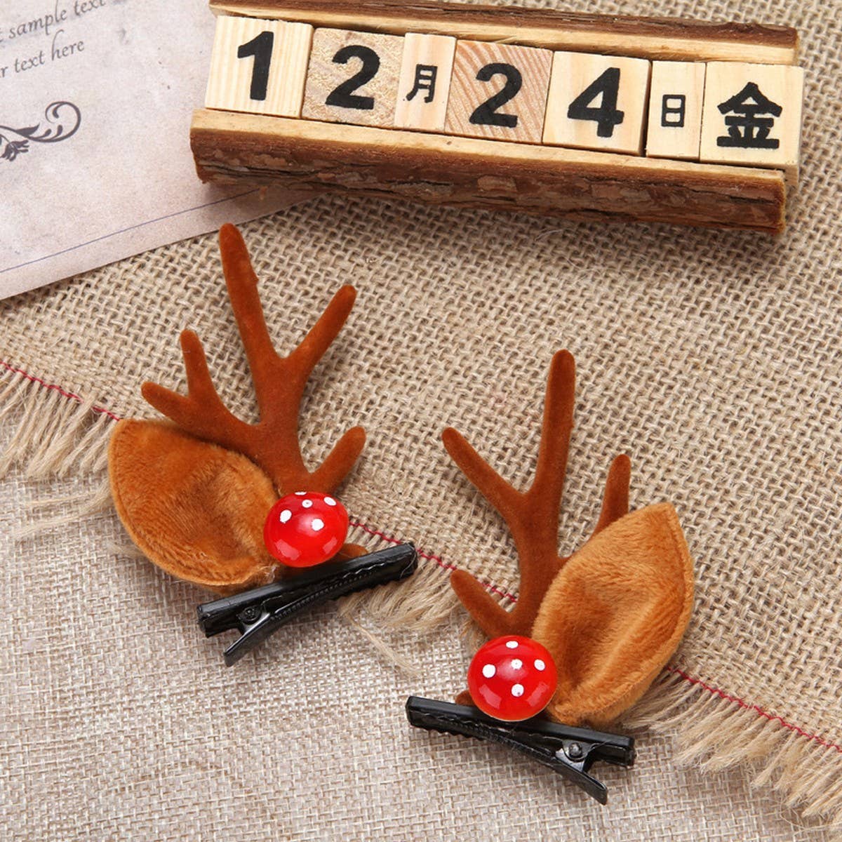 CHRISTMAS CUTE ELK ANTLER HEAD ORNAMENT HAIRPIN_CWAHA3372