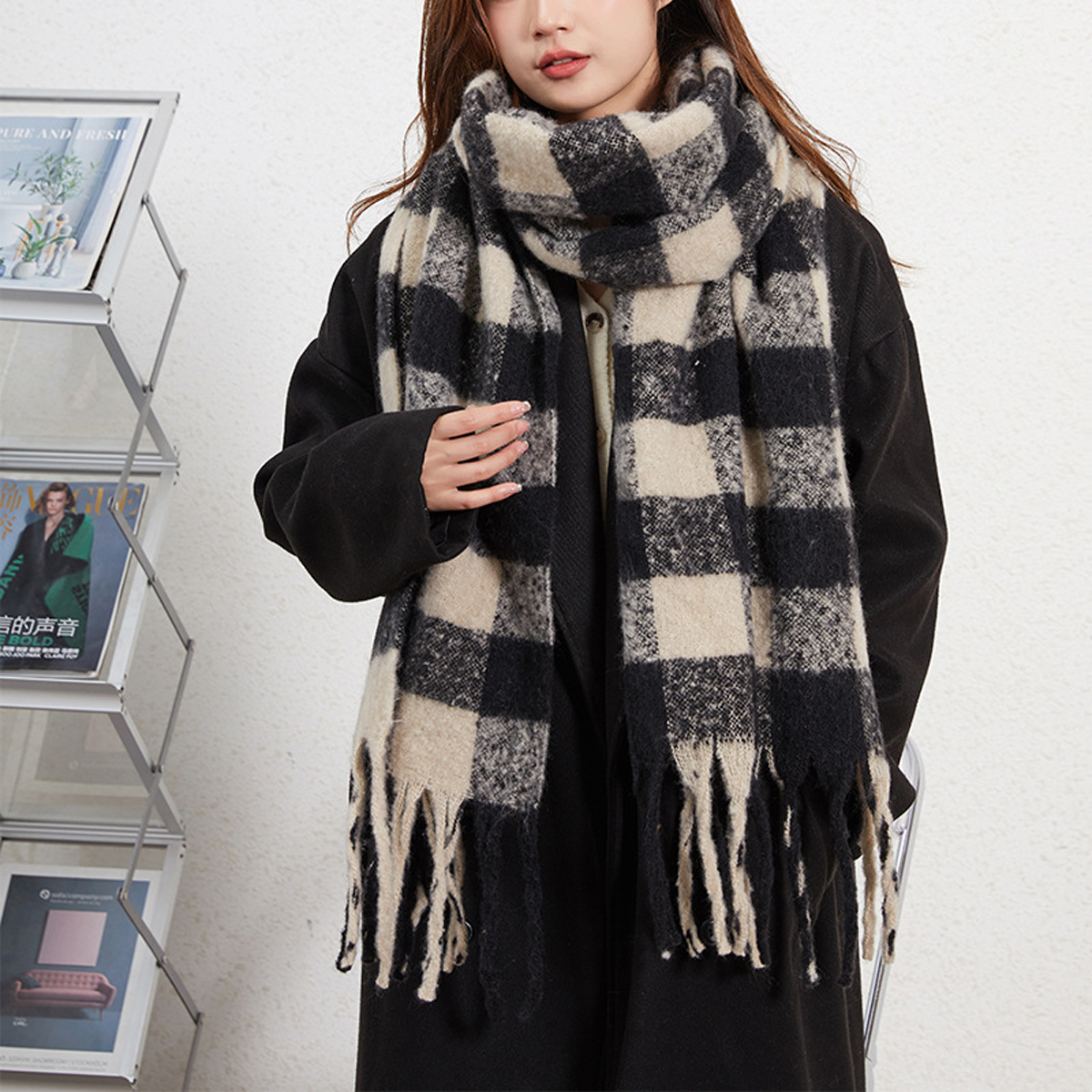 Wome Warm Small Check Ac Scarfsweet Style_Cwasc2695