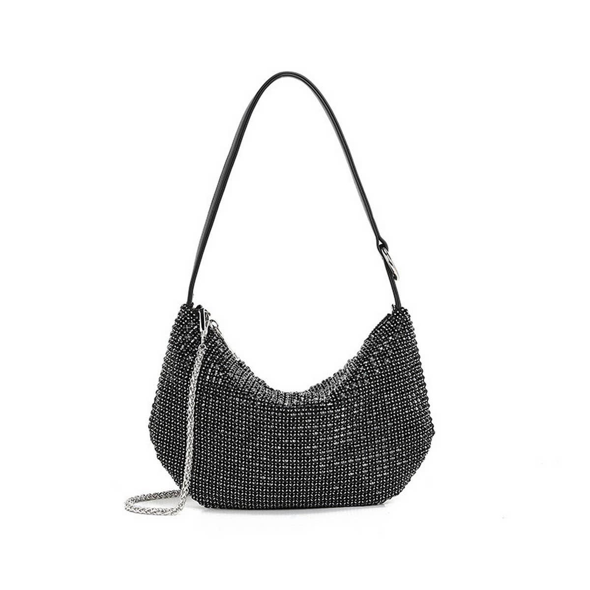 Rhinestone Underarm Half Circle Evening Bag_Cwab3588