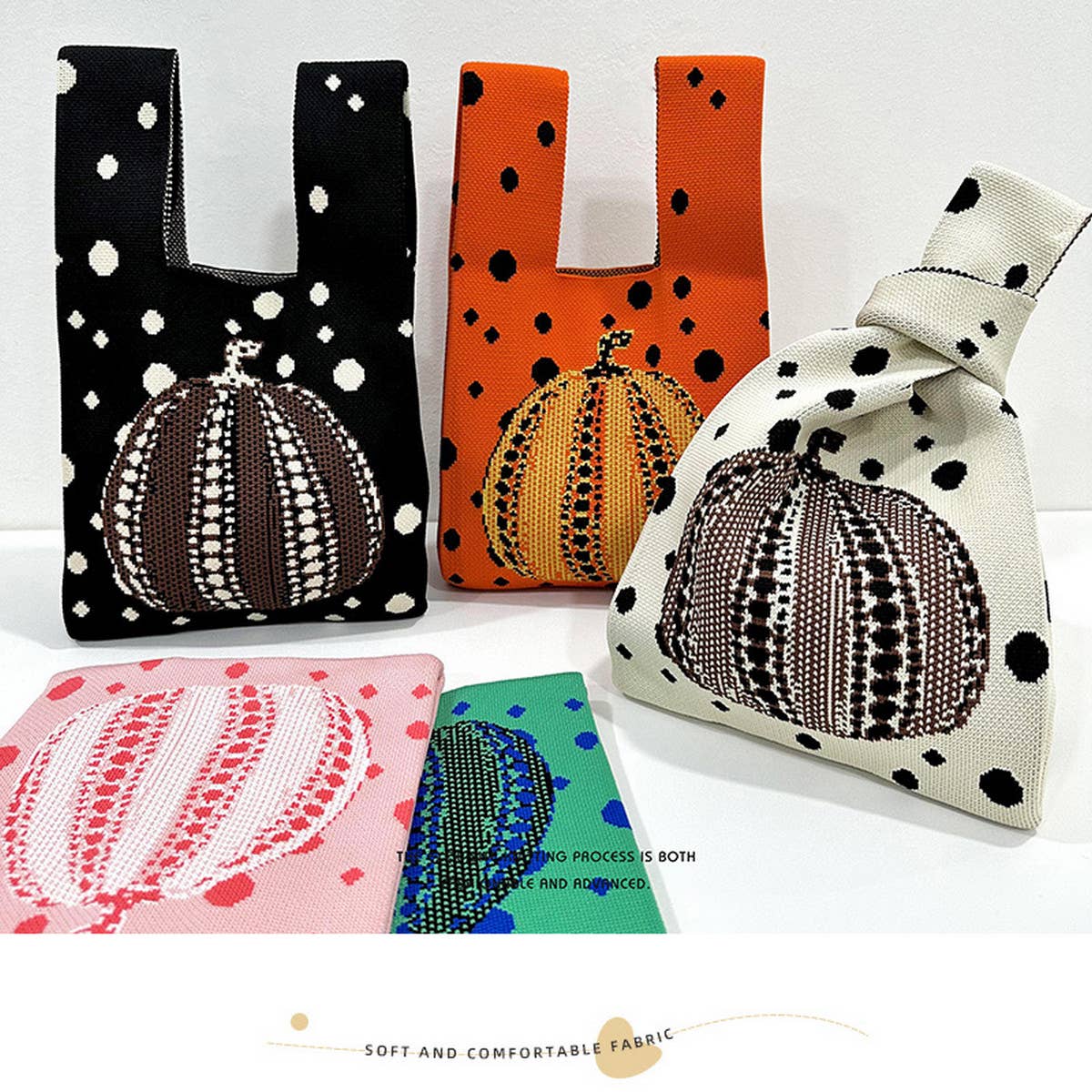 Women Pumpkin Knitted Shoulder Handbag_Cwab1502