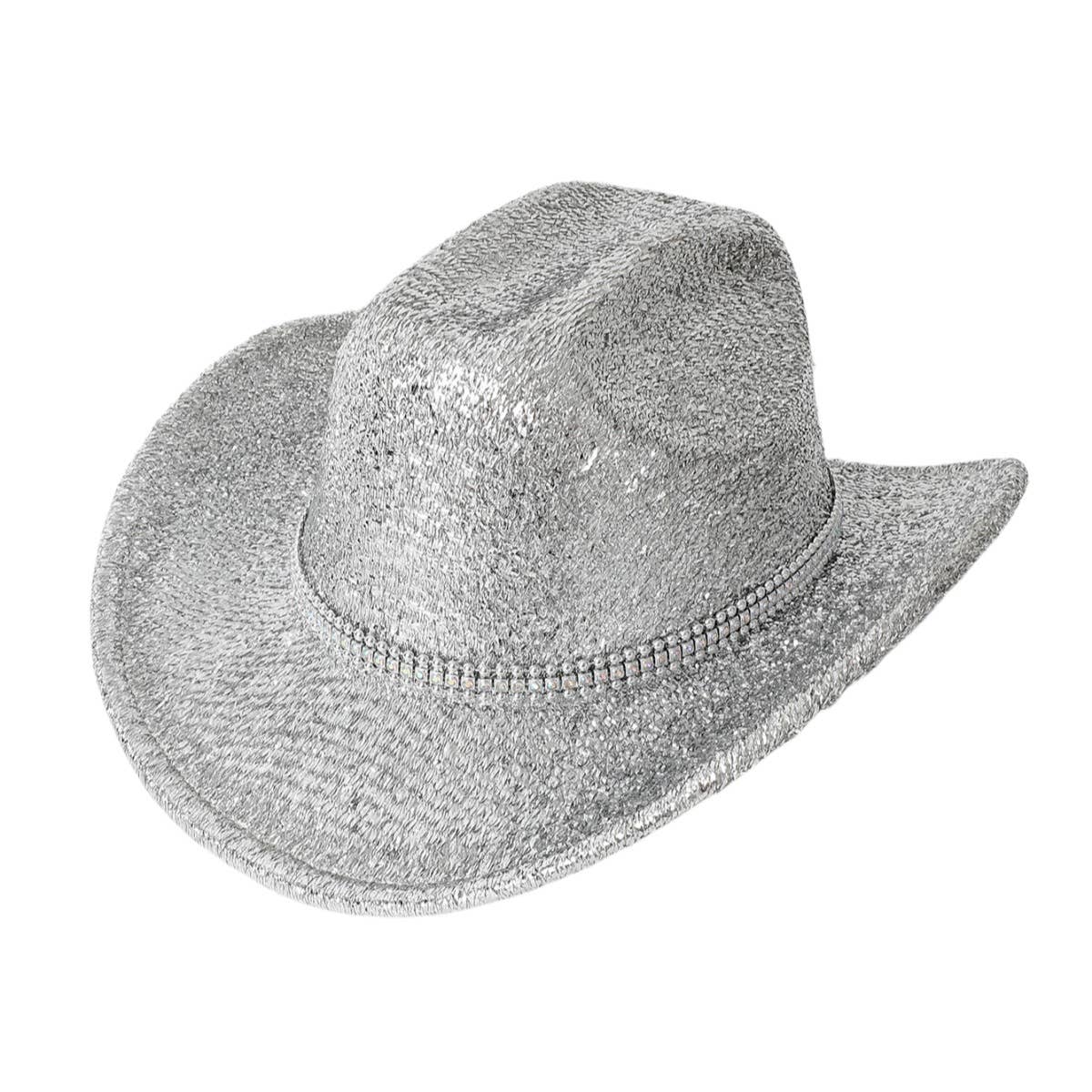 REFLECTIVE RHINESTONE WESTERN HIGH CROWN HAT_CWAH3655