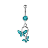 DOUBLE BUTTERFLY COPPER ZIRCON BELLY BUTTON RING_CWMM9463