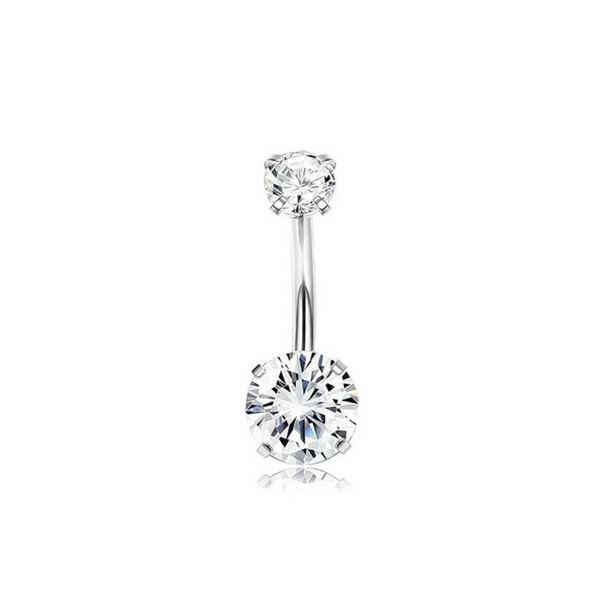 DOUBLE CZ BALL BELLY RING PRONG SET DESIGN_CWMM9189