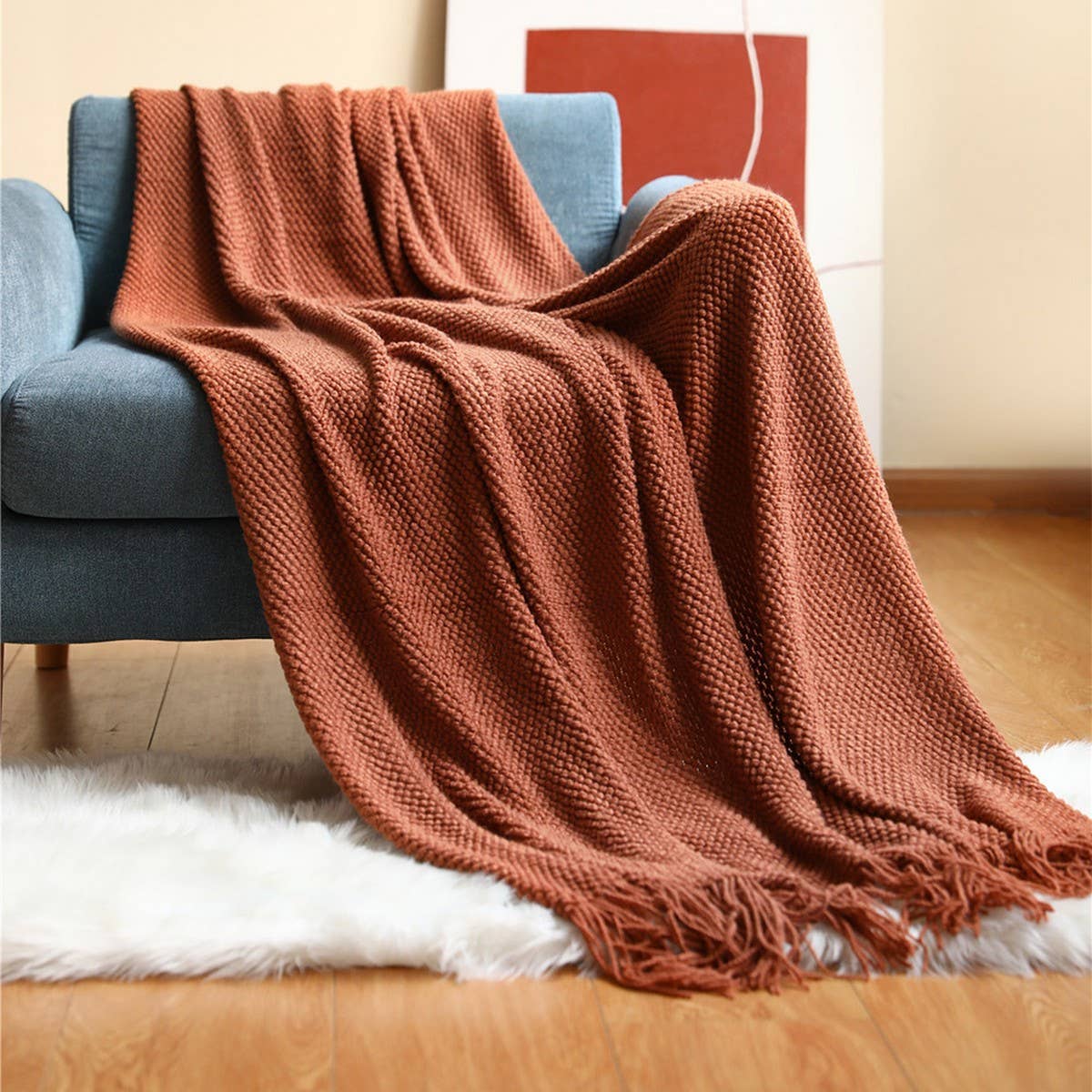 SOFT AND WARM KNIT TASSEL BLANKET FOR BED SOFA_CWMM0186